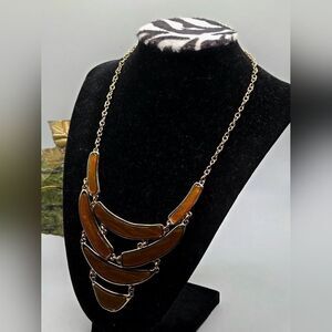 "5/$25" Amber Acrylic Goldtone NWT Brand Adjustable Bib Statement Necklace